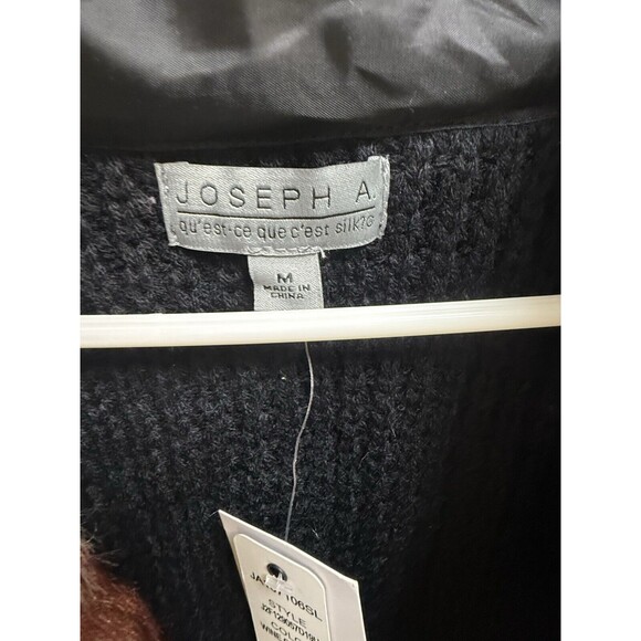 NWT JOSEPH A Longline Open Front Faux Fur Sleeveless Cardigan Womens M Chevron - Picture 5 of 15